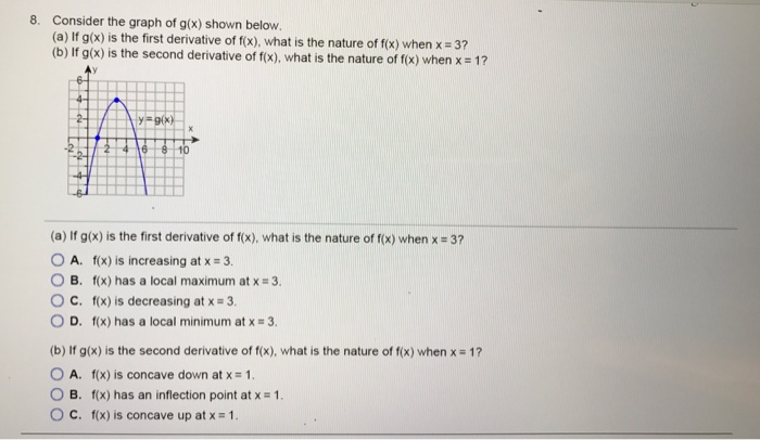 Solved 8 Consider The Graph Of G X Shown Below A If Chegg Com