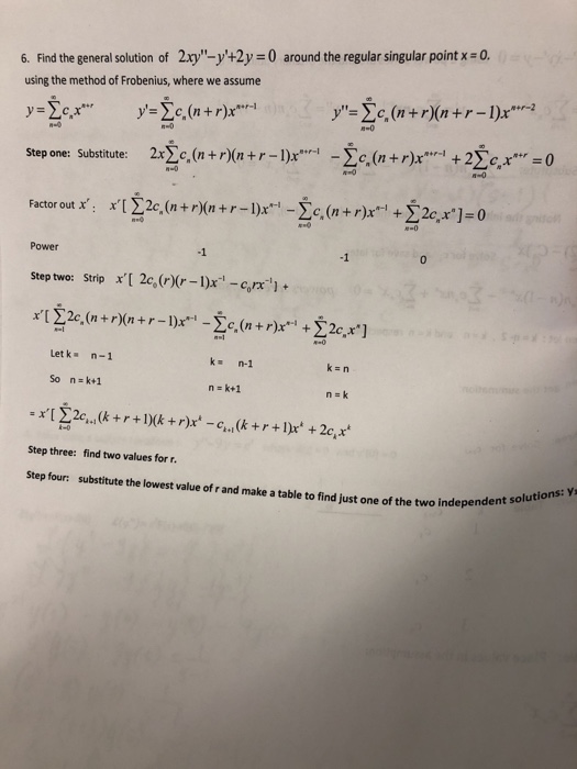 Solved 6 Find The General Solution Of 2xy Y 2y 0 Around Chegg Com