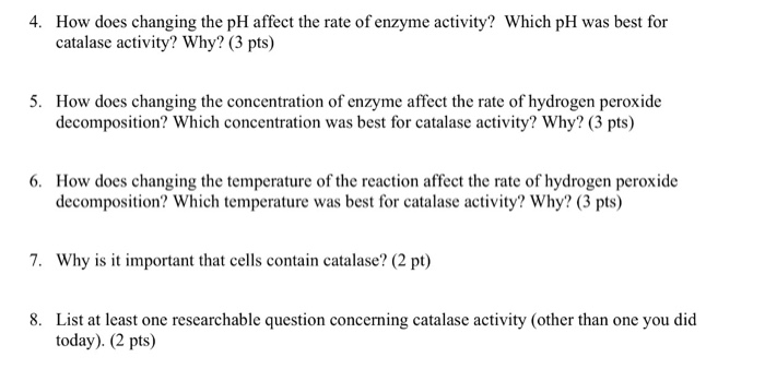 how does ph affect the activity of catalase