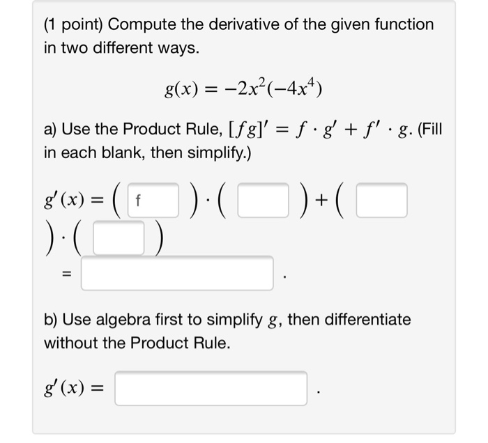 Solved 1 Point Let F And G Be The Functions Defined By Chegg Com