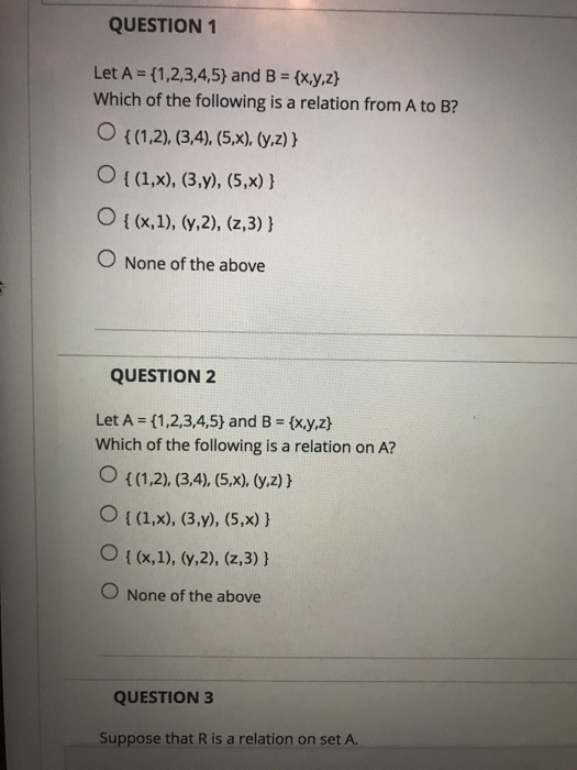 Solved Question 1 Let A 1 2 3 4 5 And B Xy Z Which Of Chegg Com