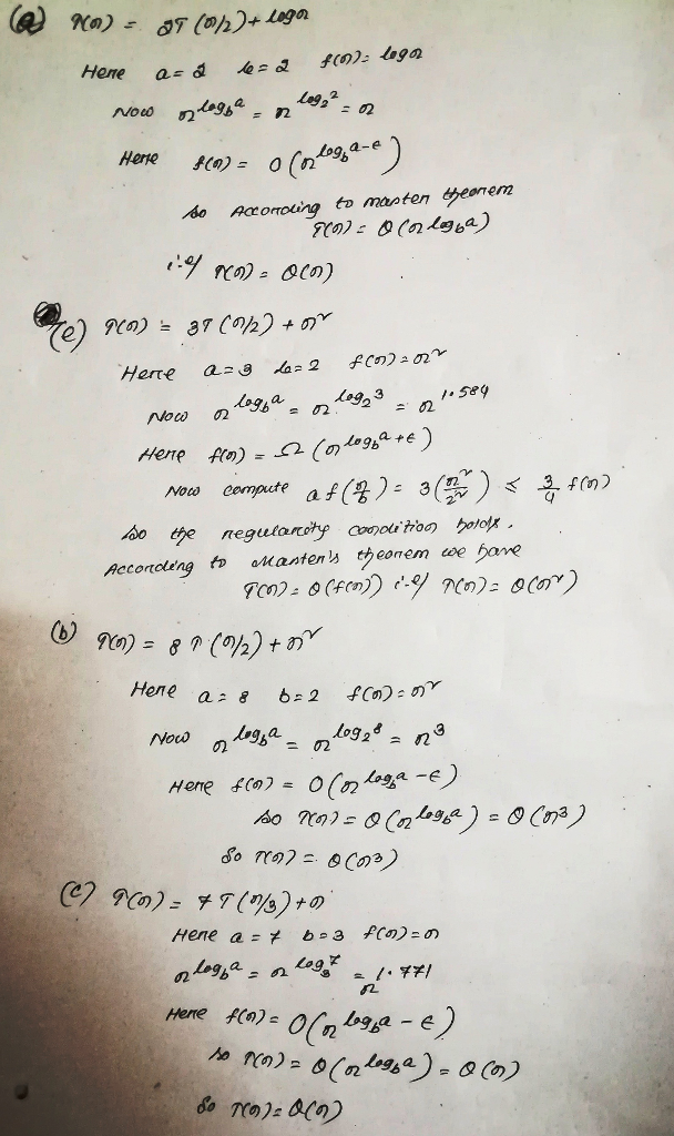 Solved 10 Points Following Recurrence Equations Describe Running Time T N Recursive Algorithm Use Q