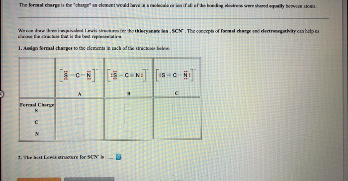 Solved The Formal Charge Is The "charge" An Element Would