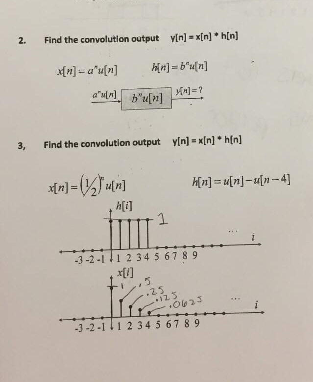 Solved 2 Find The Convolution Output Vin Xin H N X N Chegg Com