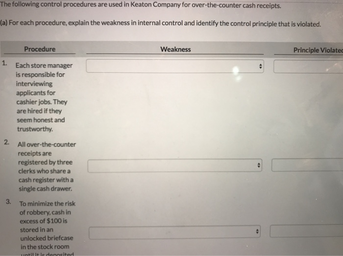 Solved The Following Control Procedures Are Used In Keato