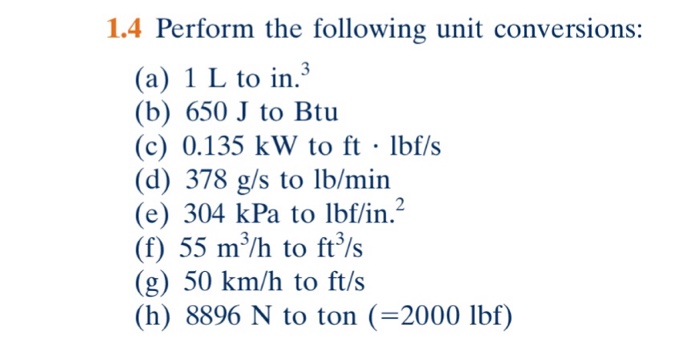 Solved Perform The Following Unit Conversions A L L To Chegg Com