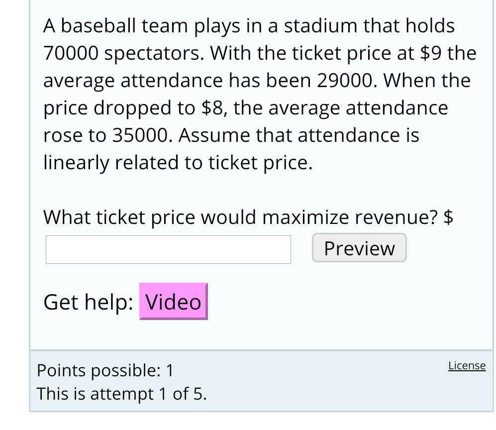 Solved A baseball team plays in a stadium that holds 70000