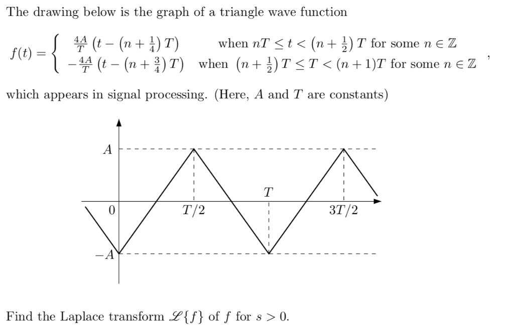 Solved The Drawing Below Is The Graph Of A Triangle Wave Chegg Com