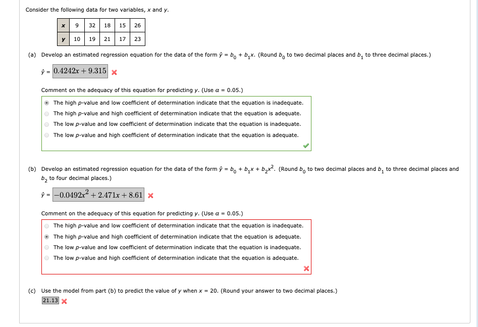 Solved Consider The Following Data For Two Variables X A Chegg Com