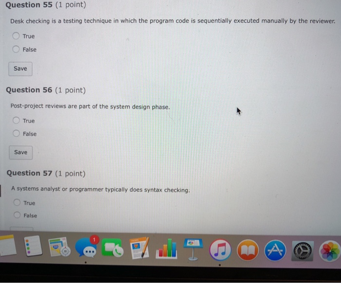 Solved Question 55 1 Point Desk Checking Is A Testing T