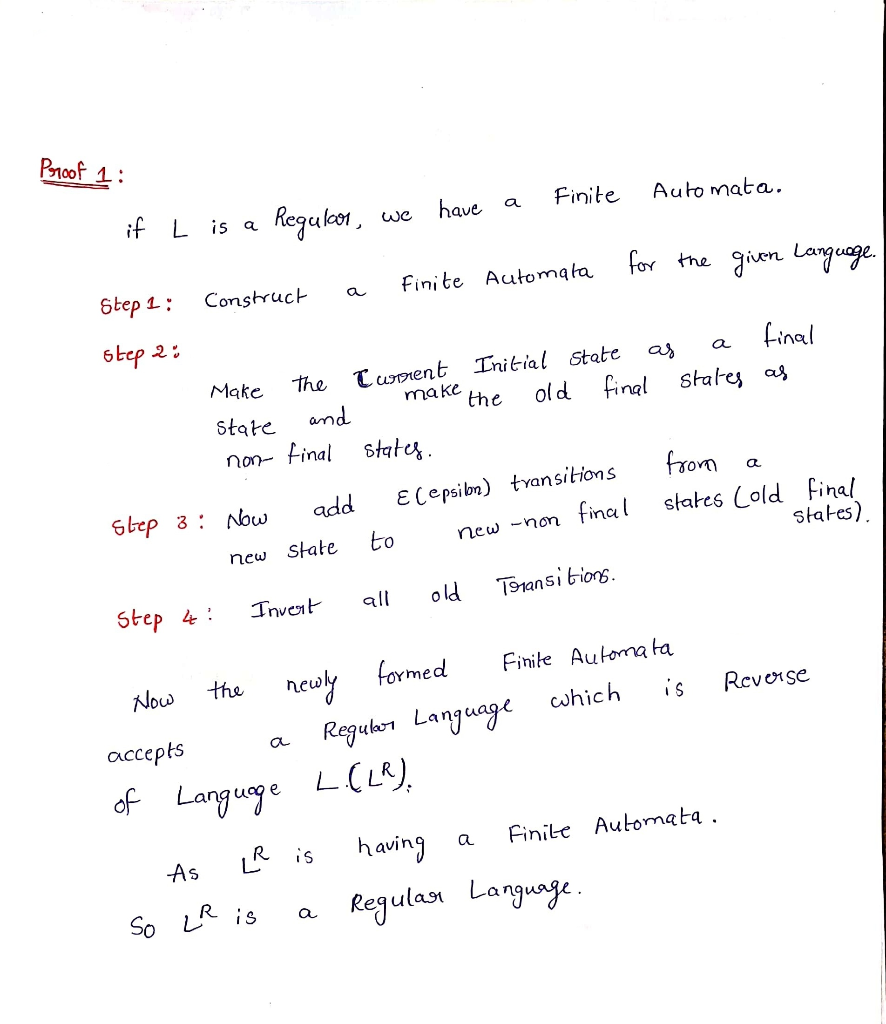 Solved Given String W X X2 X Reversal W R Xy X2x Example Abbe Cbba Given Language L Reversal Lr Q