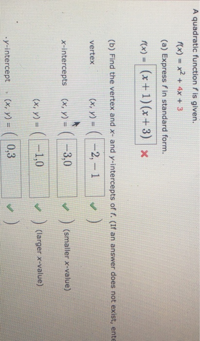 Solved A Quadratic Function F Is Given Fx X2 4x 3 A Chegg Com