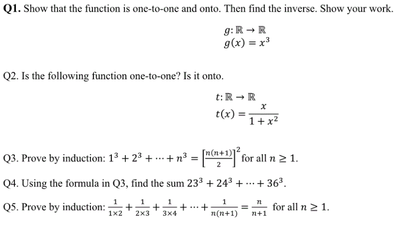 Solved Q1 Show That The Function Is One To One And Onto Chegg Com