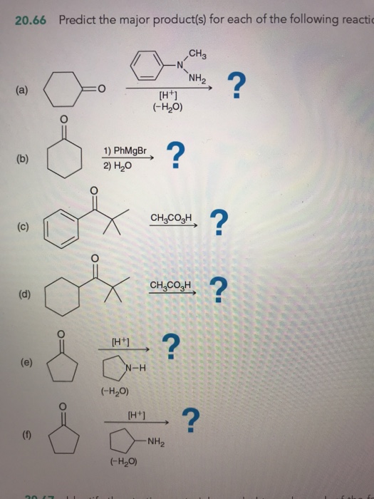 Solved 66 Predict The Major Product S For Each Of The Chegg Com