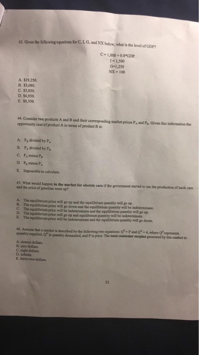 Solved 43 Given The Following Eoquations For C Il G A Chegg Com