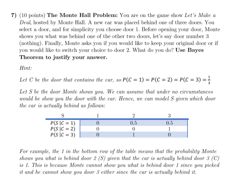 Solved 7 10 Points The Monte Hall Problem You Are On