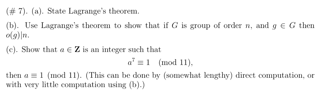 Solved A State Lagrange S Theorem B Use Lagrange S Chegg Com