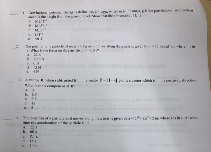 Solved Gravitational Potential Energy Is Defined As U Mgh Chegg Com