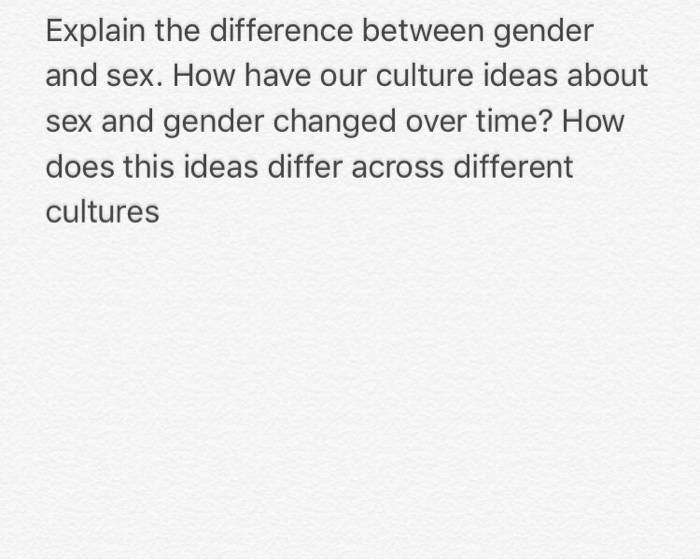 Solved Explain The Difference Between Gender And Sex How