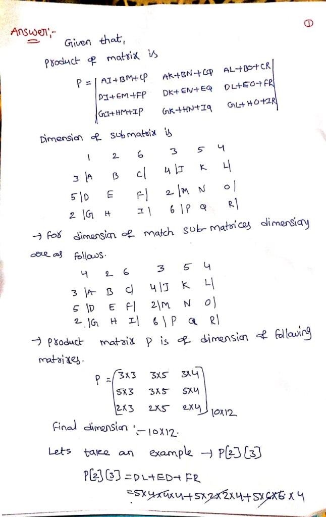 Solved 1 Consider Partitioned Matrix Multiplication 3x4 Matrix F 5x6 Matrix H 2 X 2 J 3 Columns Q Q