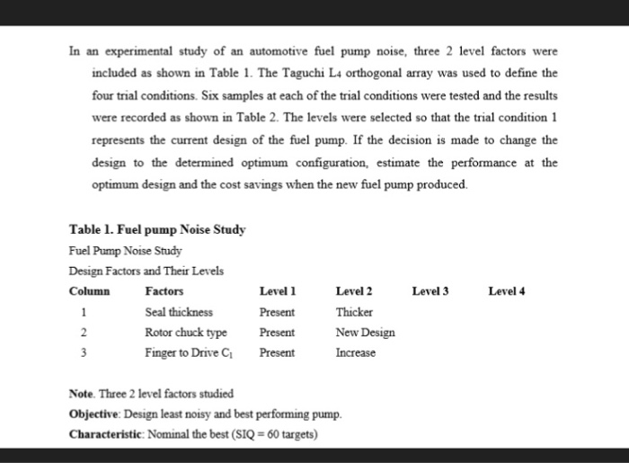 Array Of Factors Drives Students From >> In An Experimental Study Of An Automotive Fuel Pum Chegg Com Array Of Factors Drives Students From >> In An Experimental Study Of An Automotive Fuel Pum Chegg Com