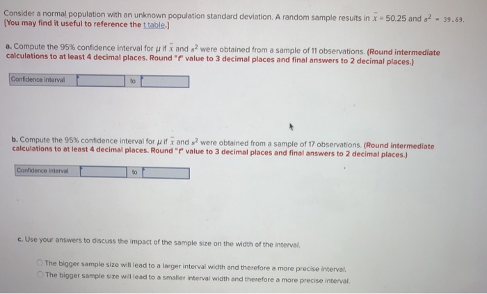 Solved Consider A Normal Population With An Unknown Chegg Com