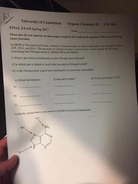 Solved University Of Connecticut Organic Chemistry II CH