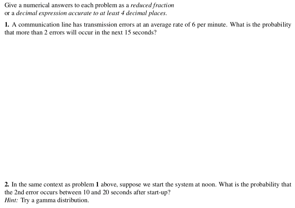 Give A Numerical Answers To Each Problem As A Reduced Fraction Or A Decimal Expression Accurate Give A Numerical Answers To Each Problem As A Reduced Fraction Or A Decimal Expression Accurate