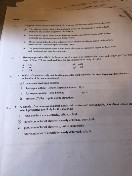 Class Name 1 A Solutes Dissolve More Readily In Chegg 