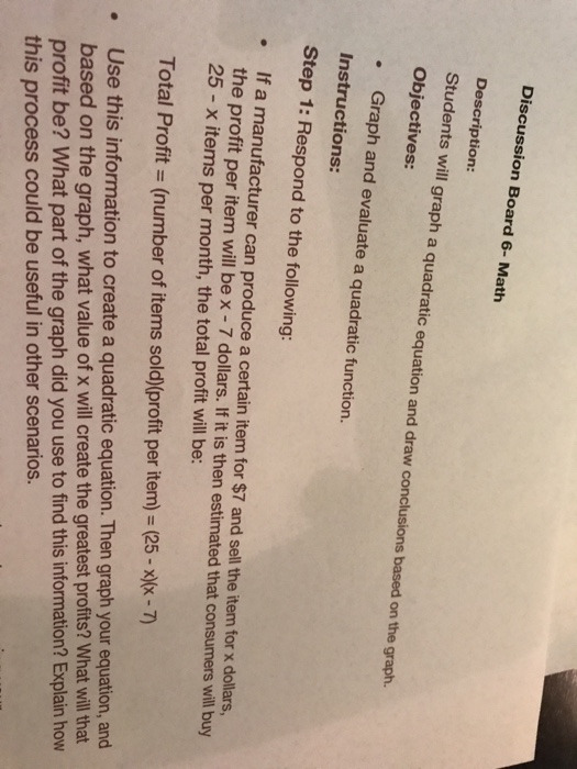 Solved Discussion Board 6 Math Description Students Wil