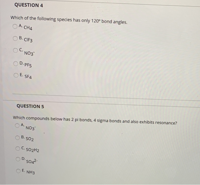 Solved Which Of The Following Chemical Species Has Nonpo