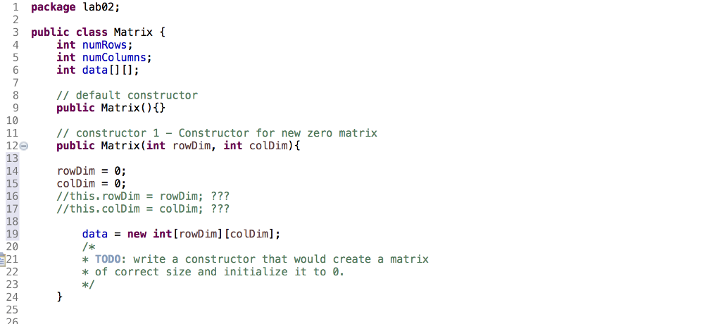 Solved Open Matrix Java And You Will See Three Constructo Chegg Com