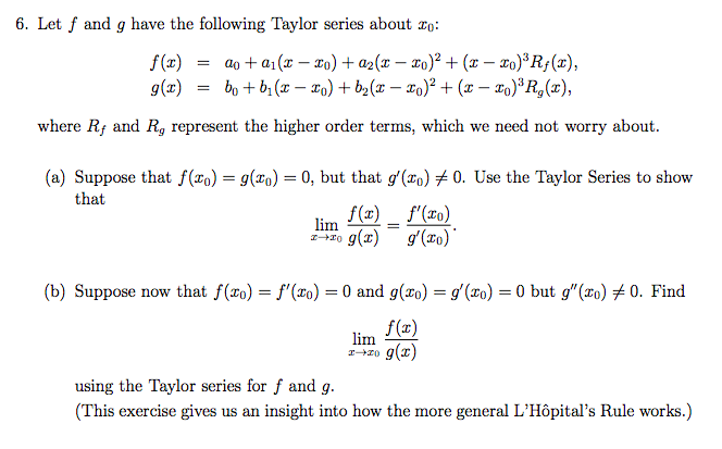 Solved 6 Let F And G Have The Following Taylor Series Ab Chegg Com