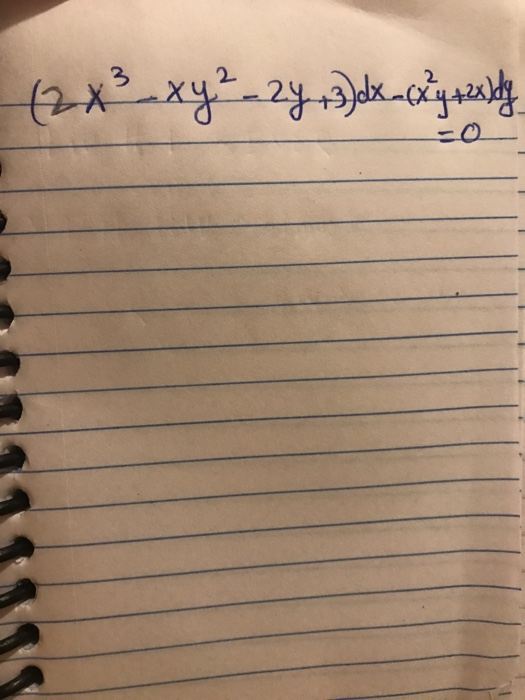 Solved Exact Differential Equations Problem 2x 3 Xy 2 Chegg Com