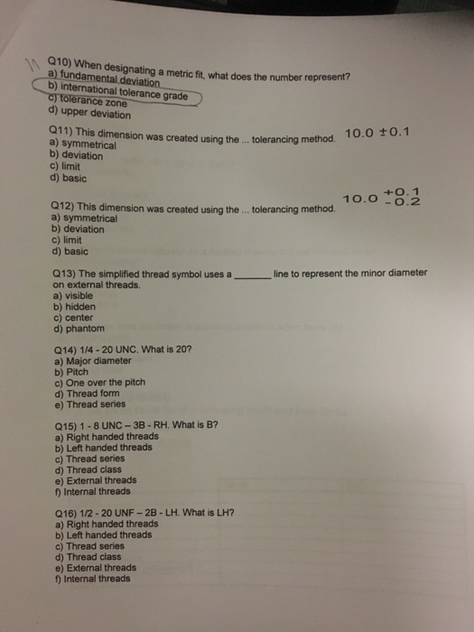 Solved 010 When Designating A Metric Fit What Does The Chegg Com