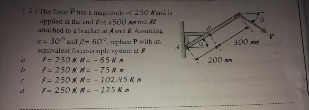 Solved 1 The Force P Has A Magnitude Of 250 Nand Is Chegg Com<script async src=