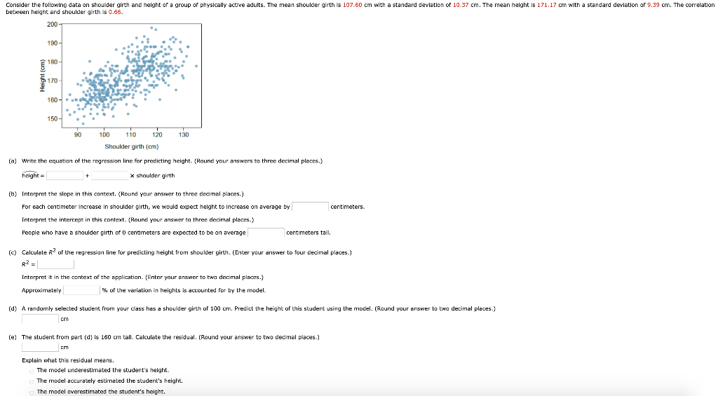 Solved Consider The Following Data On Shoulder Girth And Chegg Com