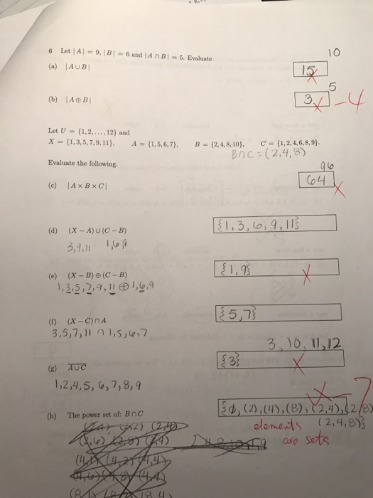 Solved Let |A| = 9, |B| = 6 And |A B| = 5. Evaluate (A) |A | Chegg.com