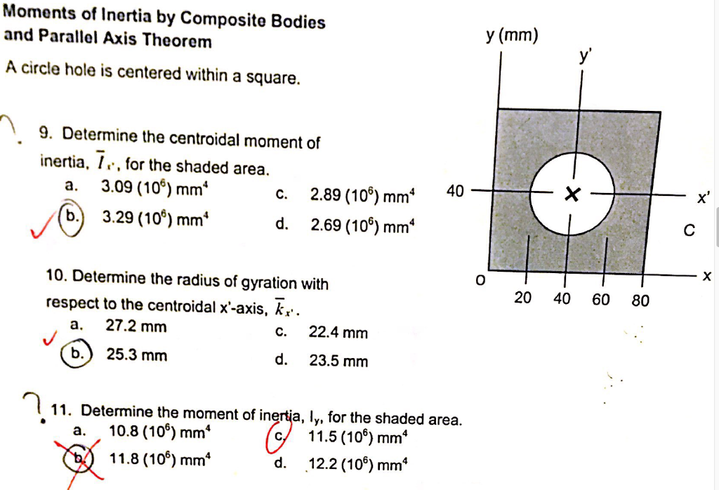 moment of inertia of a circle with two holes