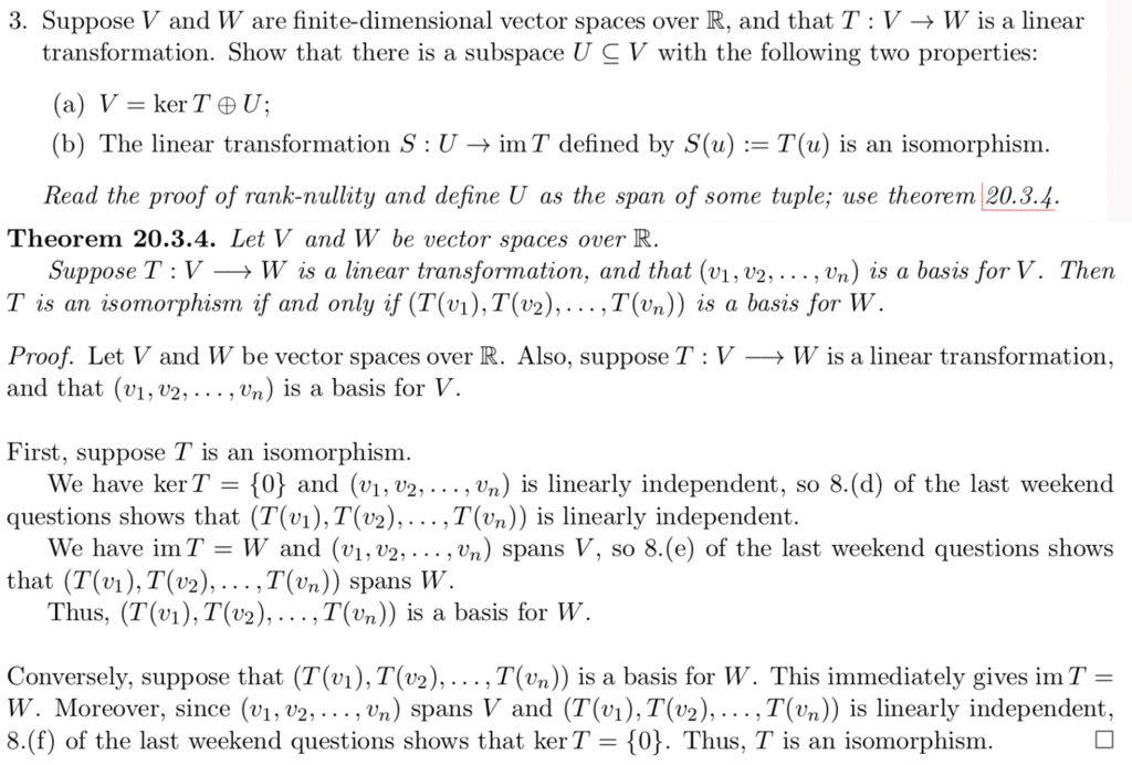 Solved 3 Suppose V And W Are Finite Dimensional Vector Chegg Com