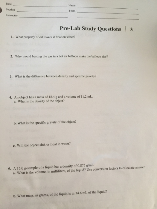 Solved Date Section Instructor Name Team Pre Lab Study Q Chegg Com
