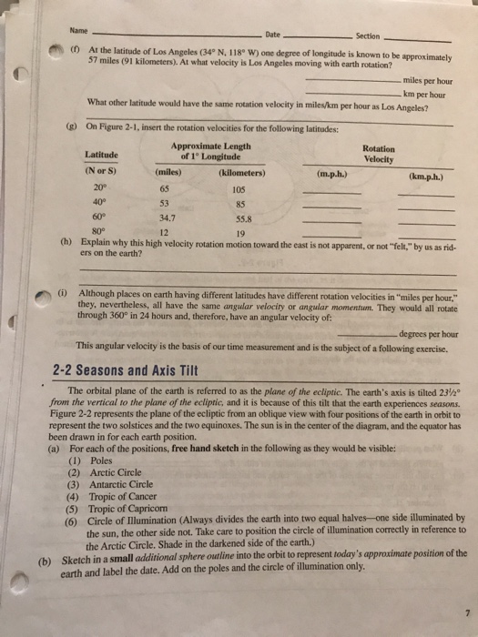Solved: Name Date Section At The Latitude Of Los Angeles ... hr diagram earth science questions 