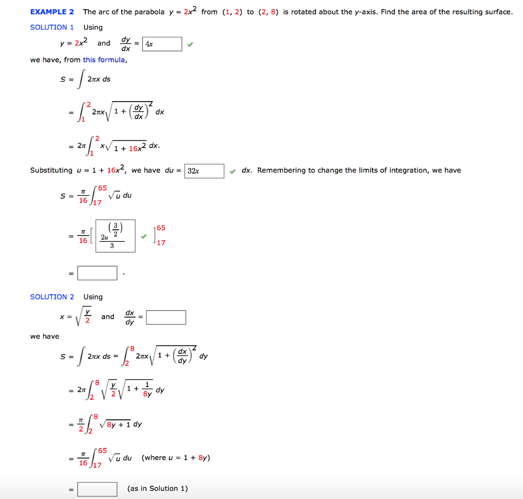 Solved Example 2 The Arc Of The Parabola Y 2x From 1 2 Chegg Com