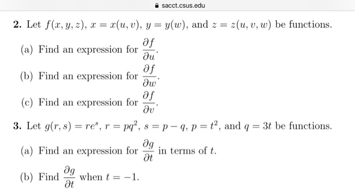 Solved Sacct Csus Edu 2 Let F X Y Z X X U E Y Chegg Com