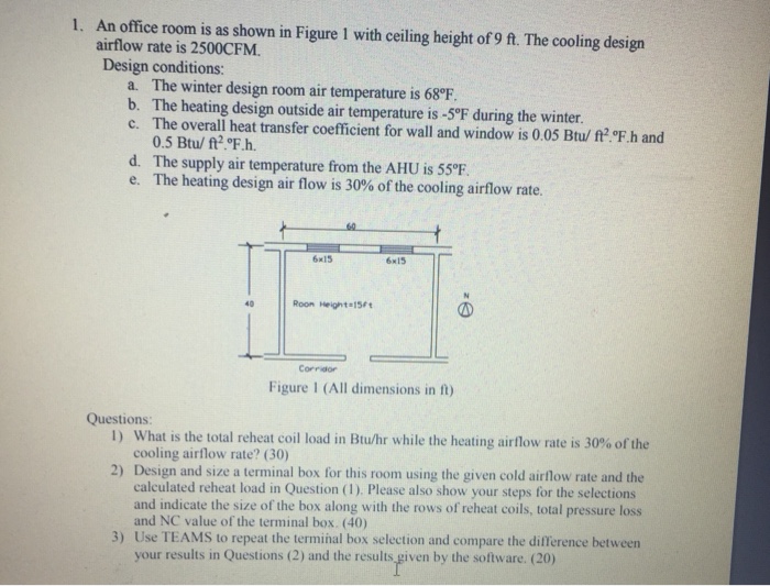 Solved An Office Room Is As Shown In Figure 1 With Ceilin