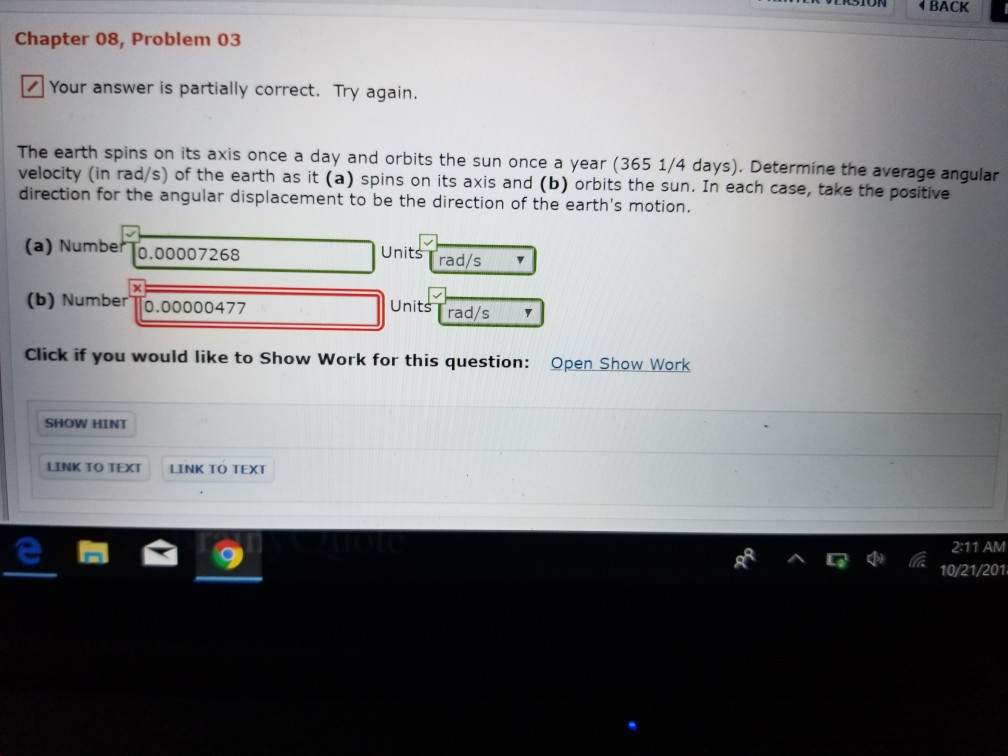 Solved Ulasion Back Chapter 08 Problem 03 Your Answer Is Chegg Com