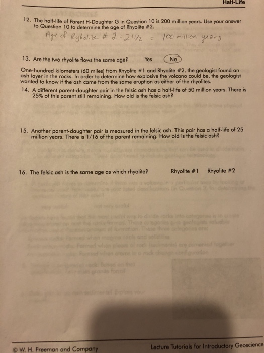 Half Life 12 The Half Life Of Parent H Daughter G In Chegg 