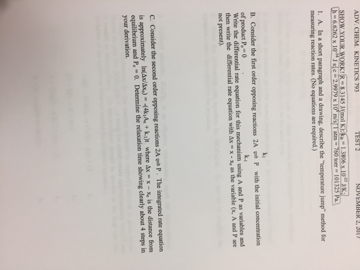 Solved Adv Chem Kinetics 793 Your Workir 8 3 145 J Mol Chegg Com