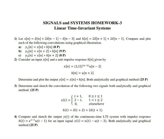 Solved Signals And Systems Homework 3 Linear Time Invaria Chegg Com