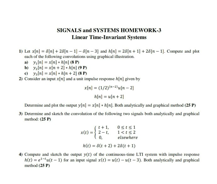 Signals And Systems Homework 3 Linear Time Invariant Chegg Com